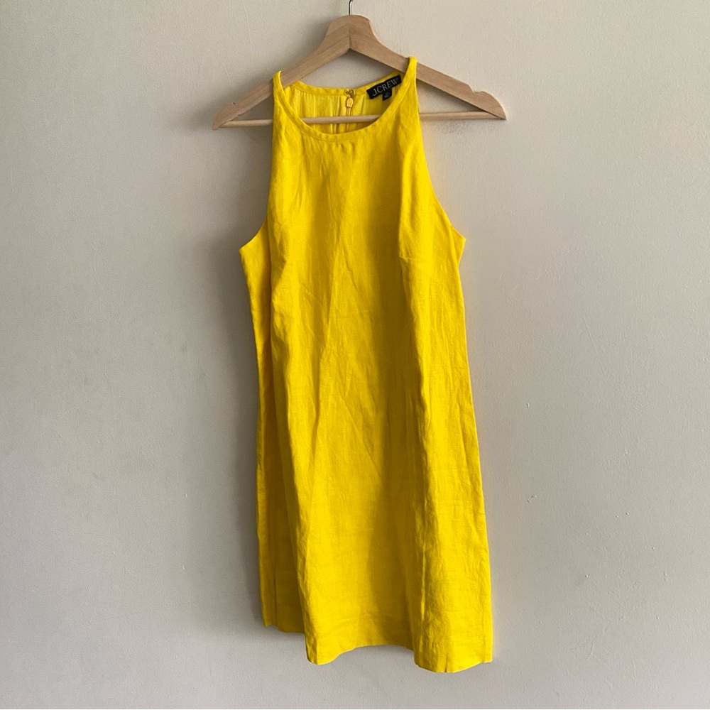 J. Crew Maxine High Neck Shift Dress in Linen Yellow - XS - Picture 9 of 16